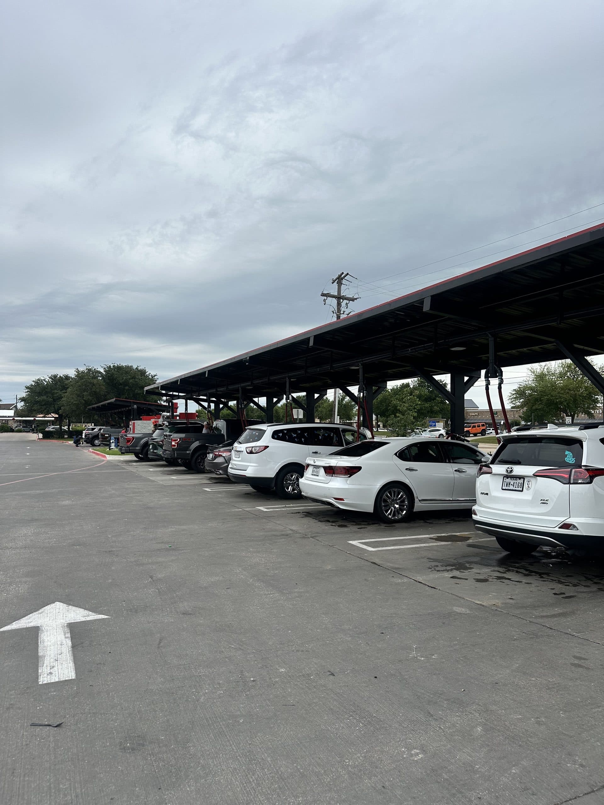Vehicles at the covered vacuum bays